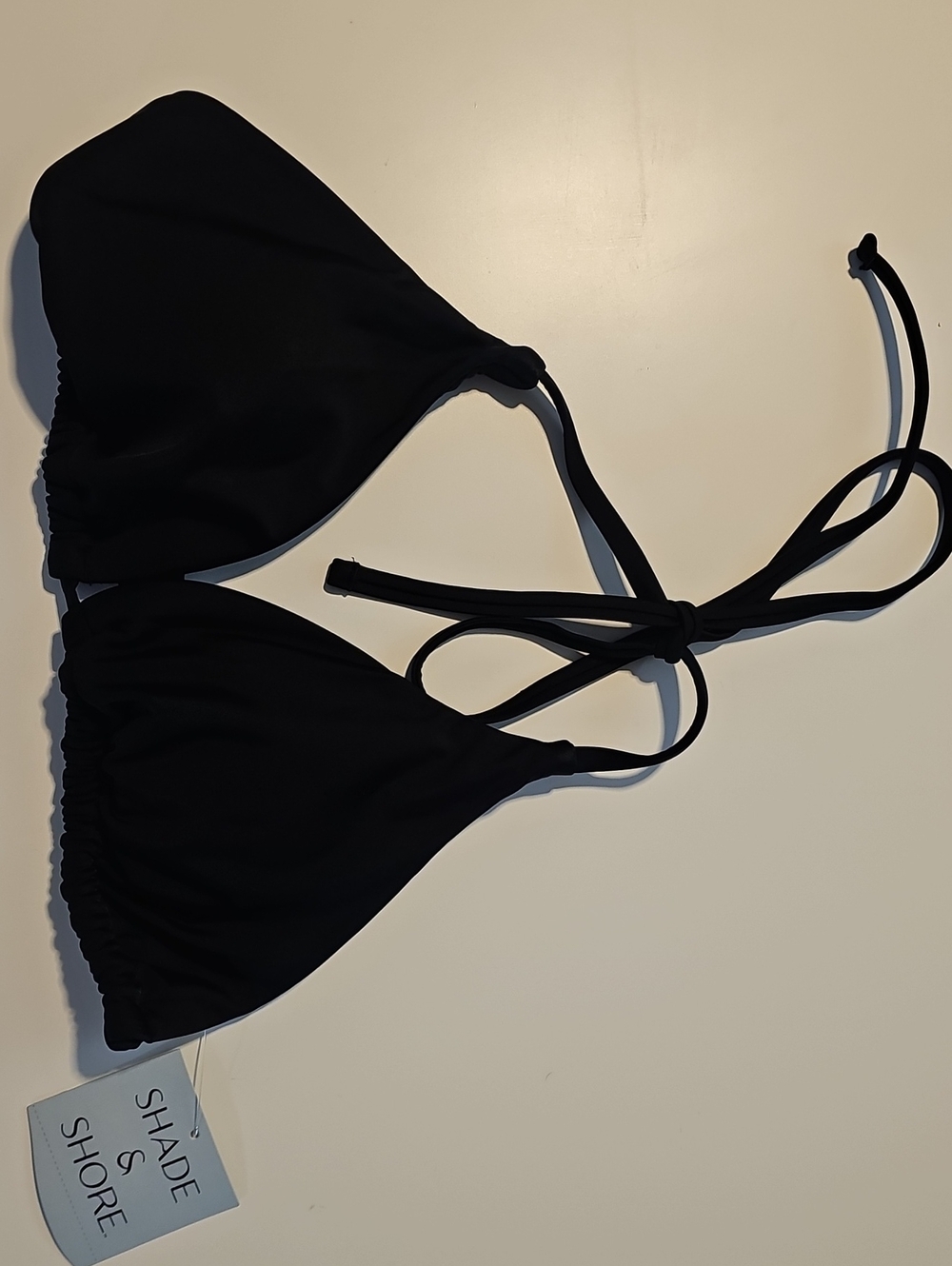 Shade & Shore Women's S Classic Triangle Bikini Top in Black